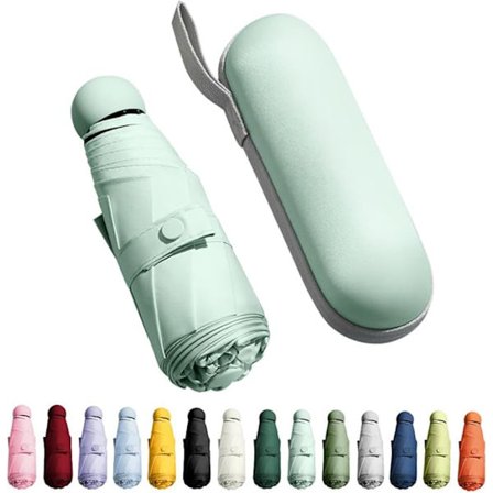 Reseparaply - Mini hopfällbart paraply med förvaringslåda, 8 ribbor, lätt och bärbart, litet sol- och regnskydd paraply {XW}