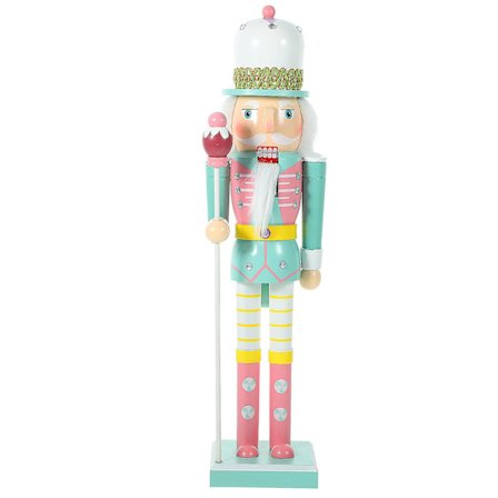 Jule Nøddeknækker Dukke Figur Træ Nøddeknækker Dekoration Træ Nøddeknækker Dukke Julegave (38CM, Grøn)