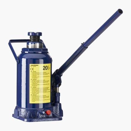 Biltema - Hydraulisk Jekk 20000 kg med pumpehåndtak, Justeringsskrue for Ekstra Løftehøyde - Støpt Plate