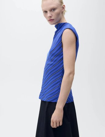 Mango Combined Striped Blouse - Blue - S