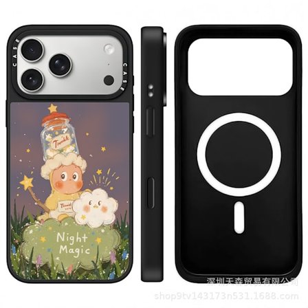 Kuuma tarjous edulliseen hintaan! Loistava tähti, yhteensopiva Applen matkapuhelinkotelon kanssa, trendikäs merkki /-Happy Mirror【1476】Magneettinen 