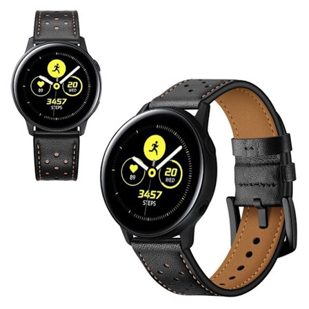 Samsung Galaxy Watch Active / Active 2 40 / 44 mm klockarmband i äkta läder - Svart