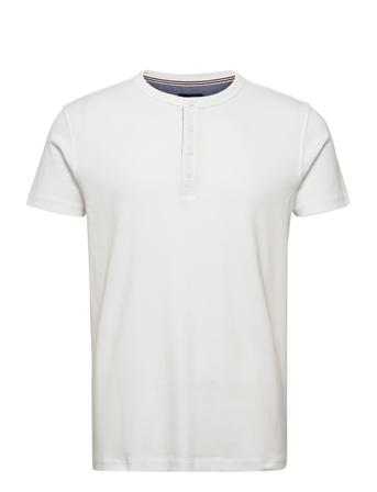 Ribbed Granddad Tee S/S T-shirts Short-sleeved Valkoinen Lindbergh