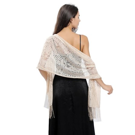 #Silkeskål stole aftenkjole chiffon tørklæder poncho kvinders elegante frynser#