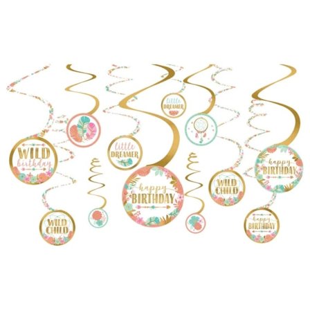 Amscan Boho Birthday Hanging Decoration (12-pack) One Size M