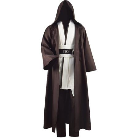 Vuxen Tunika Kostym För Jedi Outfit Skywalker Halloween Cosplay Kostym Huvrock Kappa Full Set Uniform Tre versioner White Small