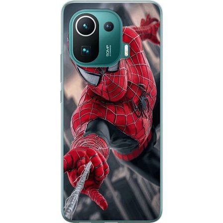 Kompatibel Mobilcover til Xiaomi Xiaomi Mi 11 Pro Dynamisk Spider-Man-illustration i action-perspektiv, superheltetema med bevægelsesenergi og cinema
