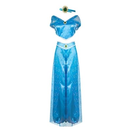 Aladdin Jasmine Princess Kostyme Kjole Cosplay Rekvisita Voksne Grønn XL Y
