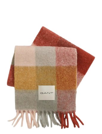 Alpaca Wool Check Scarf Red GANT