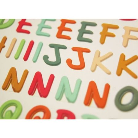 102 klistermärken - Alfabet & siffror - Naturliga färger
