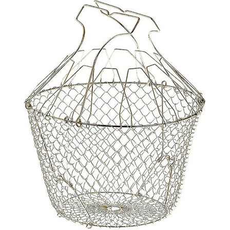 Sammenleggbar salatslynge med forsterkning - Rustfritt stål - Enkel oppbevaring - Skånsom sentrifugering - 22,5 cm