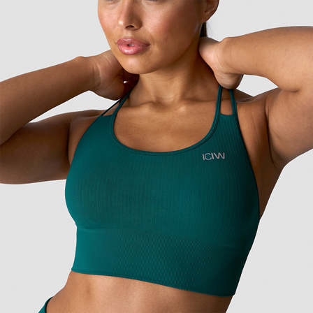 ICANIWILL Ribbed Define Seamless Sports Bra, Forrest Green