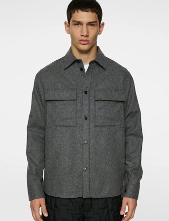 J. Lindeberg Flat Wool Overshirt - Grey - L