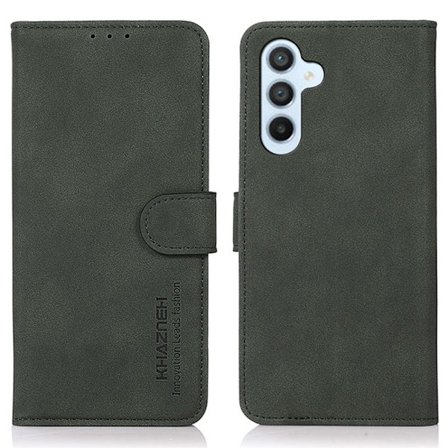 SKALO Samsung A35 5G KHAZNEH Lompakkokotelo PU-nahasta - Vihreä