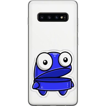 Kompatibel Mobilcover til Samsung Samsung Galaxy S10 Blå tegneseriefigur med åbent udtryk og store øjne i sjov illustration