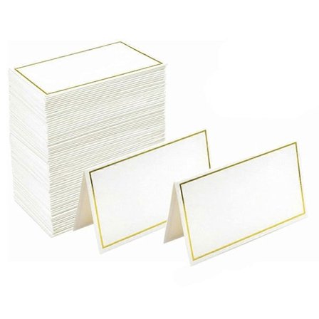 Plasskort 120 Små Teltkort med Gullfolie Kant, Egnet for Bryllup, Banketter, Bordkort