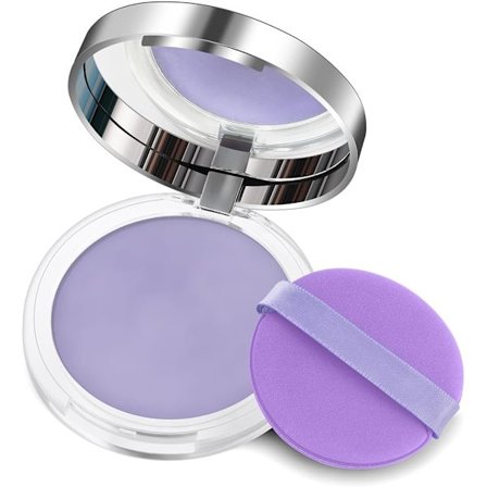 Jelly Pressed Powder, oljekontrollerende gel-kompaktpudder med puff, vanntett matt sminkebase for glanskontroll (lilla)