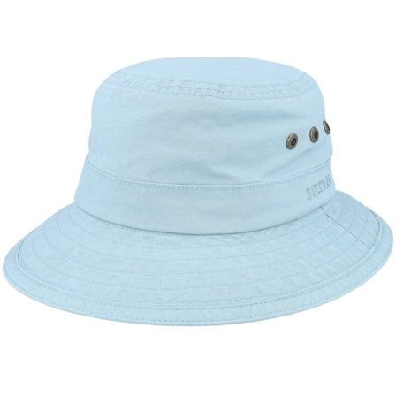 Stetson - Blauw bucket Hoed - Delave Organic Cotton Dusk Blue Bucket @ Hatstore