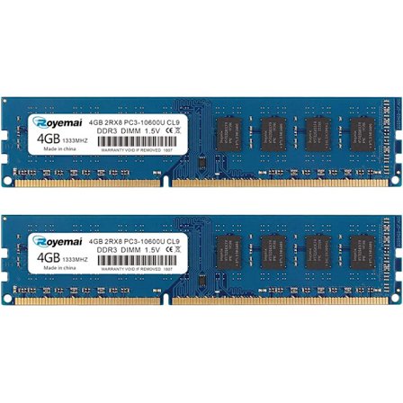 2025 Senaste Modell PC3-10600U 8GB Kit (2X4GB) DDR3 10600 1333MHz PC3-10600 4GB 2Rx8 240-pin Dimm CL9 1.5V Stationär Dator RAM Minnesmodul