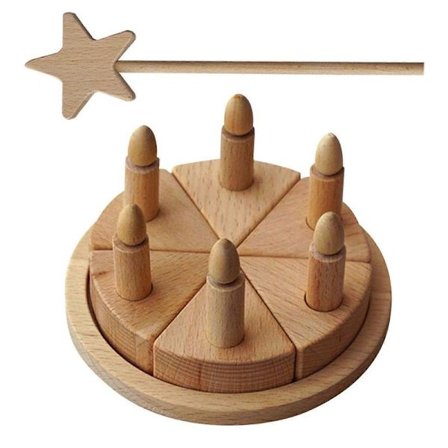 Fødselsdagskagelegetøj i træ til rolleleg 1 sæt børnekage
