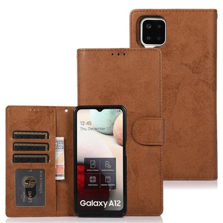 Gjennomtenkt lommebokdeksel LEMAN - Samsung Galaxy A42 Brun