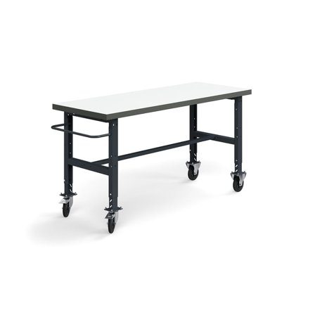 Arbetsbänk på hjul, 2000x760 mm, 200 kg, högtryckslaminat