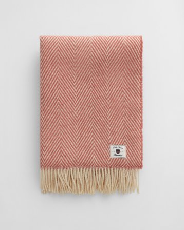 GANT Wohnaccessoires Wolldecke mit Fischgrätmuster (130x200) Rot
