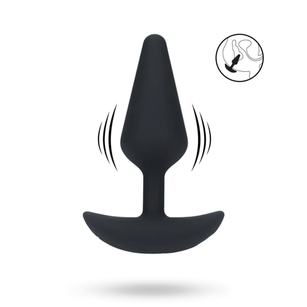 Classic Vibrating Silicone Anal Plug - M - Black