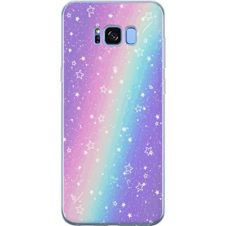 Kompatibelt Mobildeksel til Samsung Galaxy S8 Rainbow-farget pastellbakgrunn med hvite stjerner og gnistrende prikker i myk overgang