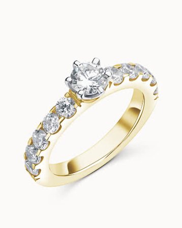 Side-stone Ring Freya 18K Yellow Gold Natural Diamond 0.30 Carat - Engagement Rings & Wedding Rings from Vanbruun