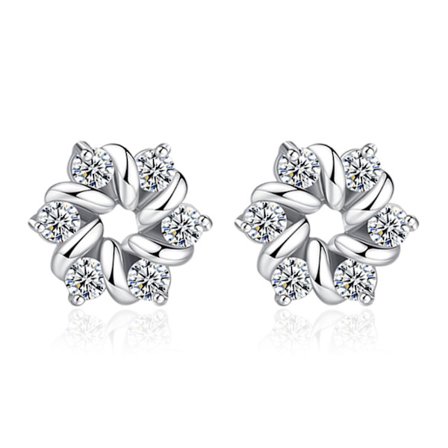 Mode Zirkon Örhängen Kvinnor Blomma Form Stud Örhängen Mode Örhängen