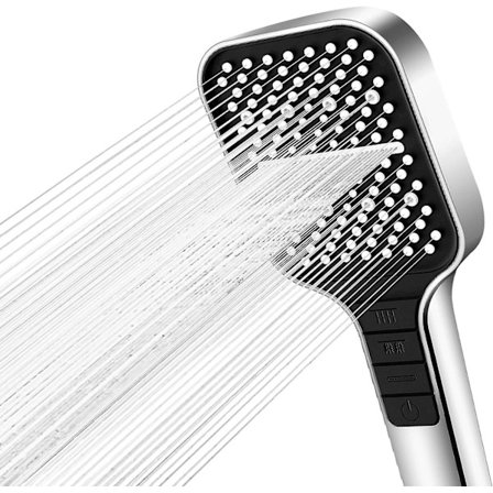 Vattenbesparande duschmunstycke med 8 lägen, stort & högtrycks anti-kalk duschmunstycke, stor fyrkantig silver handdusch, regneffekt badro [DB]