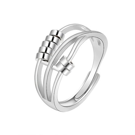 Flerfärgad ring med tre ringar och justerbar öppning (vitguld)