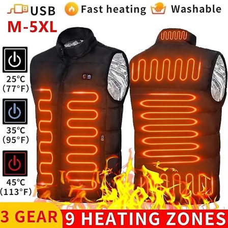 Heated Vest For Men Women With 9 Heating Panels(black.m) -xl Ruikalucky