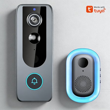 Trådløs video-dørklokke – Smart dørklokke med AI ansigtsgenkendelse & bevægelsesdetektering, 4000mAh batteri og 1080P HD video