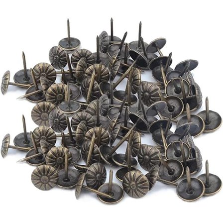 500 (11x17mm/pronssi) huonekalunauloja kukkakuviolla, vintage