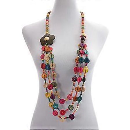 Naisten Retro Bohemia -tyylinen kaulakoru, kukkakuvioinen kookospähkinänkuori, käsin neulottu, värilliset kookospähkinänkuori puiset helmet, 