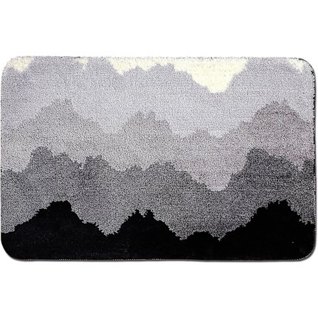 Badeværelsesmåtter, Skridsikker Bademåtte, Blød og Behagelig Mikrofiber Shaggy Bademåtte, Vandabsorberende Badeværelsestæppe Plys Måtter Til Kar, 