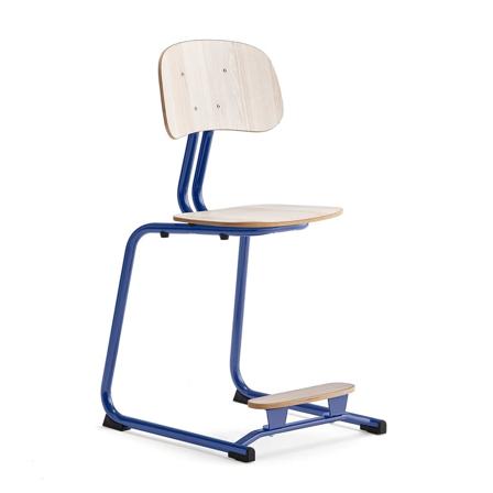 Skolestol YNGVE, medestel, koboltblå, ask, H 500 mm