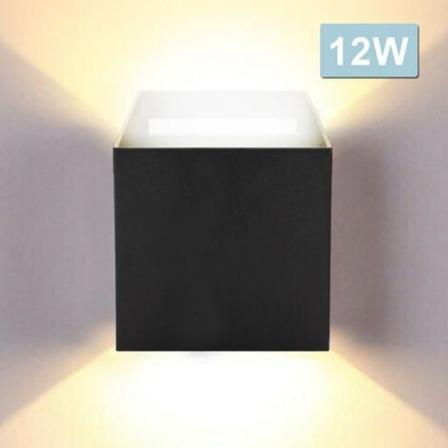 Moderne LED-væglampe til udendørs brug IP65 Trappe Korridor Lampe Firkant Op Ned Deco Lys 12W Sort Varm Hvid