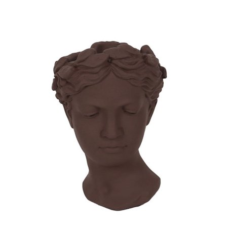 Cementvase, mørkebrun, 18x17x26,5 cm