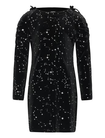 Lindex Dress Long Sleeve Velvet - Black - 170
