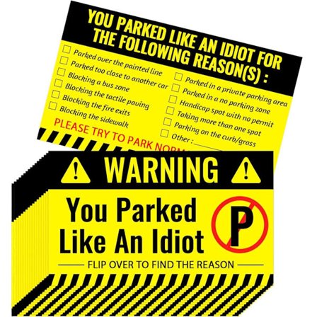 Generiske morsomme parkeringskort - 100 parkeringsgebyr-lappkort med flere og humoristiske grunner | Original gaveidé for kommersiell og motorvei-sone