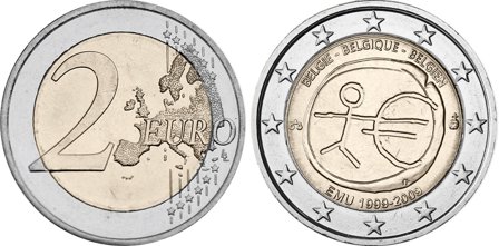 Belgien 2009 - 10 år for Den Økonomiske og Monetære Union - 2 euro mønt
