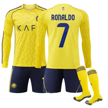 25-26 Al Nassr Hjemme NO.7 Ronaldo Fodboldtrøjesæt - Langærmet Efterårs Vinter Sæt til Mænd & Fans