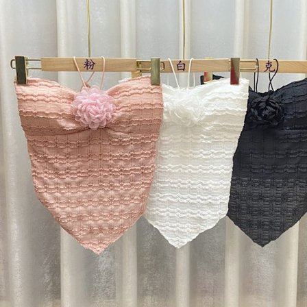 Ensfarget Blomstret Stroppe Nettingvest HVIT