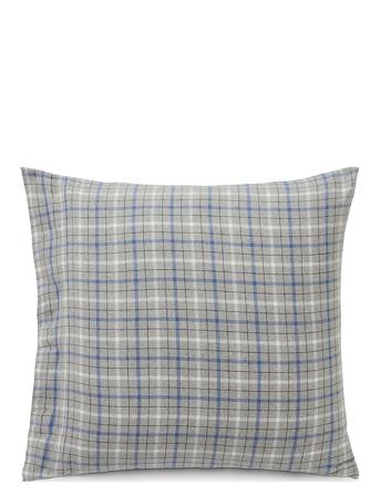 Gray/Blue Checked Cotton Flannel Pillowcase Home Textiles Bedtextiles Pillow Cases Monivärinen/Kuvioitu Lexington Home