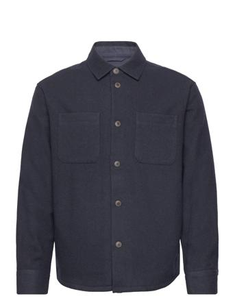 Jacob Check Wool Hybrid Overshirts Marineblå Les Deux*Betinget Tilbud