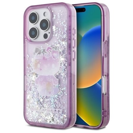Hello Kitty Liquid Glitter 50. vuosipäivän juhla iPhone 16 Pro Max Case - Violetti