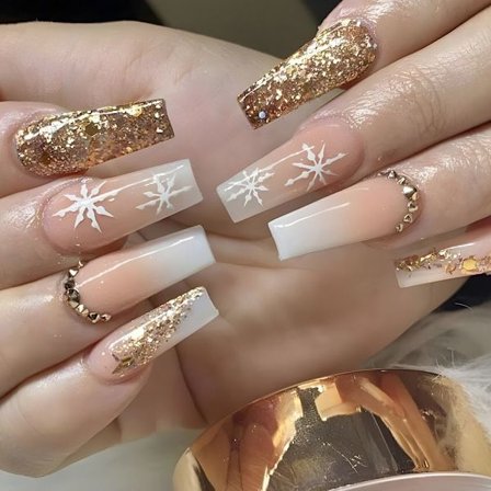 Christmas French Fake Nails Ballerina False Nail 2 2